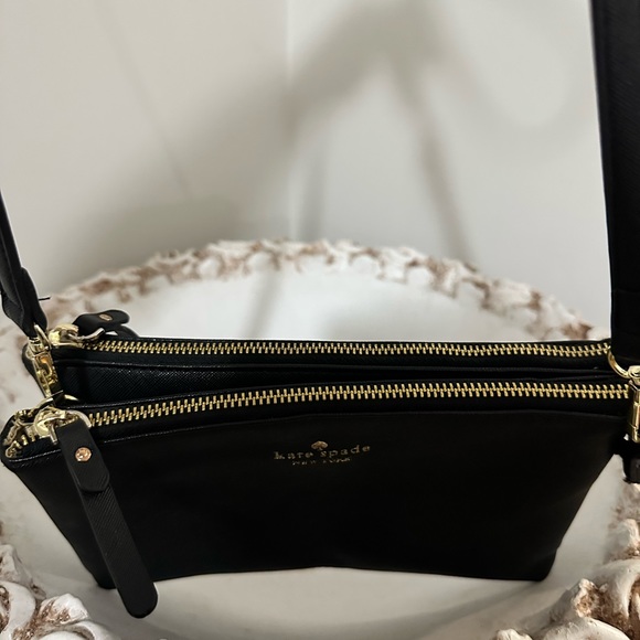 Kate Spade, double zip cross body bag black - Picture 3 of 7